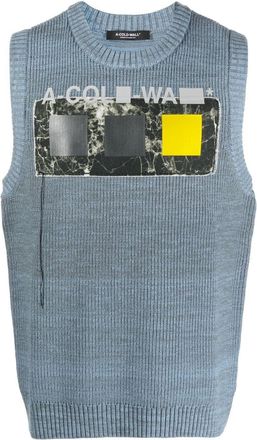 A-Cold-Wall* patch-detail sleeveless jumper - men - Polyester/Wool/Cotton - S - Blue