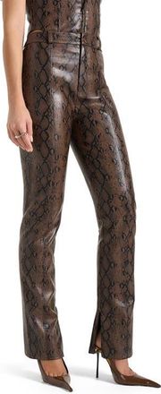 Mani&egrave;re De Voir Lucia Python Straight Leg Trousers in Brown at Nordstrom, Size 10