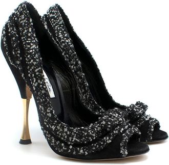 Oscar De La Renta Oscar De La Renta Tweed Peep Toe Pin Heel Pumps Size 38