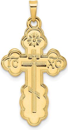 Diamond2Deal 14k Yellow Gold Polished Eastern Orthodox Solid Cross Pendant