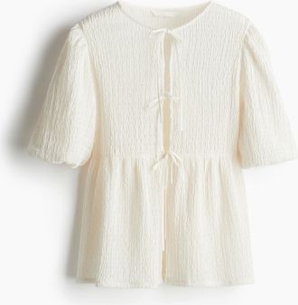 H&M Offenes Peplum-Shirt - Weiss