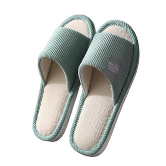 Generic Comfortable Womens Slippers for Household Use Versatile Indoor Linen Footwear for Women and Men Ideal Floor Shoes (Green, 41)
