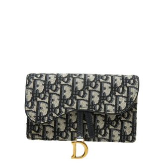 Dior Beige Navy Canvas Leather Sling Bag (Pre-Owned)