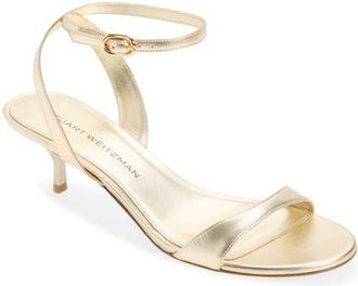 Stuart Weitzman Kellie Ankle Strap Sandal in Light Gold at Nordstrom, Size 10.5