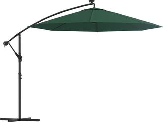 vidaXL Sombrilla Colgante Con Luces Led Y Palo De Metal Verde 300 Cm Vidaxl