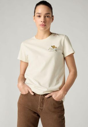 Levi's T-Shirt LEVIS THE PERFECT TEE, Damen, Gr. XS (34), lse_butterfly on daisy egret, Single Jersey, Obermaterial: 100% Baumwolle, normal, Rundhals, abgest