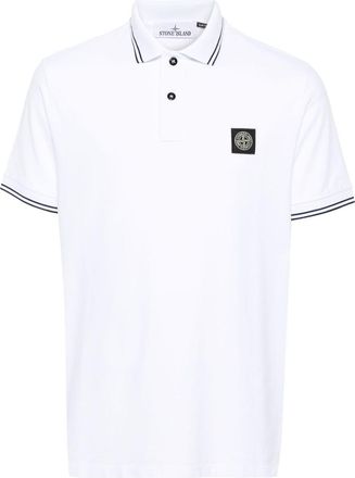 Stone Island White Polo Shirt In Cotton With Logo