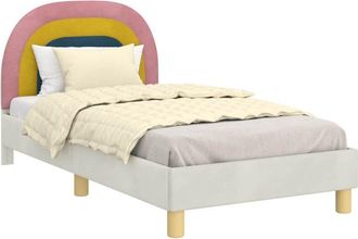 vidaXL Cama Para Ni&ntilde;os Con Cabecero Crema 80 X 160 Cm Terciopelo Vidaxl
