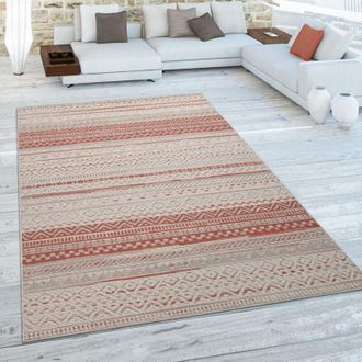 Paco Home Paco Home Alfombra Para Exterior Terraza Y Balc&oacute;n, Motivo Geom&eacute;trico, Moderna En Rojo 200x290 Cm