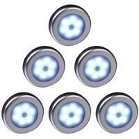 OEM 6 L&aacute;mparas Led Inal&aacute;mbricas Con Sensor De Movimiento (carcasa Plateada, Luz Blanca) - Crezuo