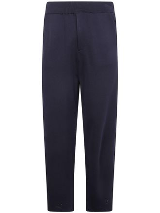Emporio Armani Mens Blue Straight Leg Trousers - Dark Blue Viscose - Size Small