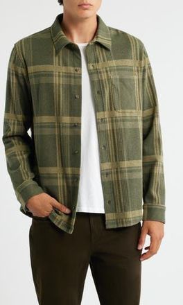 Vince Plaid Knit Shirt Jacket in Dark Leaf Combo at Nordstrom Rack, Size Medium