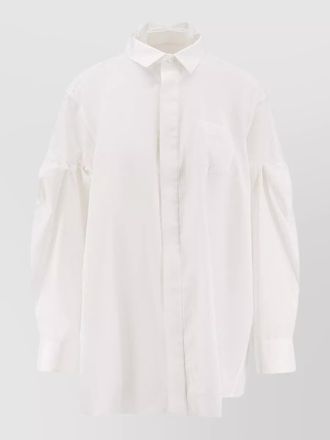 sacai oversize shirt pleated back patch pocket