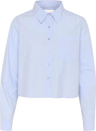 MY ESSENTIAL WARDROBE Sunna MW Short Shirt - Dames - Overhemden - Blauw - XL - Katoen - Overhemden