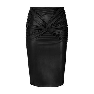 Elisabetta Franchi Rokken, Dames, Zwart, XS, Polyester, Rok met twistdetail en ruches