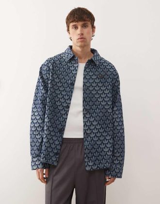 adidas Originals Camicia in denim blu indaco con monogrammi