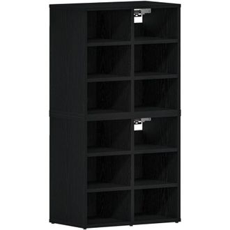 vidaXL Shoe Cabinet 2 pcs Black oak 52 x 30 x 50.5 cm Engineered wood vidaXL