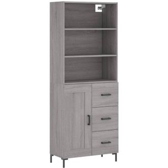 vidaXL Vidaxl - Aparador Alto Madera Contrachapada Gris Sonoma 69,5x34x180 Cm