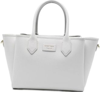 Emporio Armani Tassen, Dames, Grijs, ONE Size, Leer, Medium shopper bag met palmellato afwerking