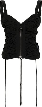 Marine Serre Gathered Zipped Tank Top - Womens - Polyamide/Cotton/Recycled Polyamide