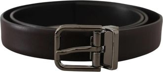 Dolce & Gabbana Elegante donkerbruine leren riem - Heren - Riemen - Bruin - ONE Size - Leer - Accessoires