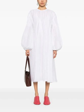 Jil Sander Witte Geplooide Jurk