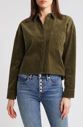 Madewell Variegated Corduroy Button-Up Shirt in Kale at Nordstrom Rack, Size Xx-Small