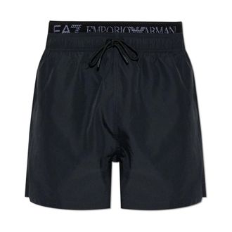 Emporio Armani Beachwear, male, Black, Size: S Swim Shorts