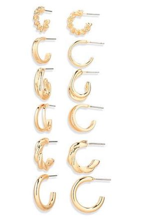 Nordstrom Rack 6-Pair Twist Hoop Earrings Set in Gold at Nordstrom Rack
