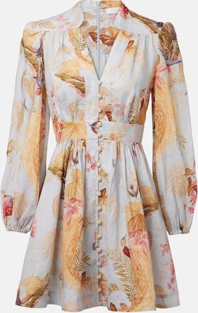 Zimmermann Abito corto Ascension in lino con stampa