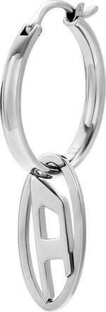 Diesel Stainless Steel Hoop Earring - Earrings - Unisex - Silver