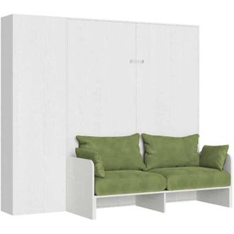 Itamoby Letto matrimoniale a scomparsa 160 Kentaro con divano e colonna bianco frassino, verde