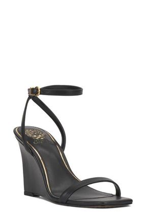 Vince Camuto Ambee Ankle Strap Wedge Sandal in Black at Nordstrom, Size 8.5