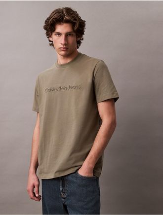 Calvin Klein Jeans Calvin Klein Mens Embossed Logo Classic T-Shirt - Dark Beige - XL