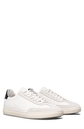 Clae Deane Sneaker in White Leather Navy at Nordstrom, Size 5.5