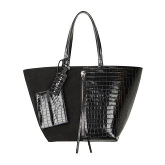 John Richmond Borsa Tote Bi-materica con Stampa Coccodrillo - Dames - Shoppers - Zwart - ONE Size - Leer - Tassen