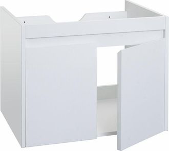 Hhg Nunca Usado] Mueble Bajo Lavabo Hhg 632, Mueble Bajo Lavabo, Mvg Melamina 2 Puertas 48x59x46cm, Blanco