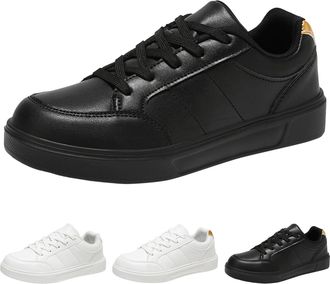 Generic Womens Fashion Sneakers 2025 PU Leather Casual Slip On Walking Shoes Womens Lightweight Lace Up Low Top Sneaker Non-Slip Flat Gym Workout Athletic Run