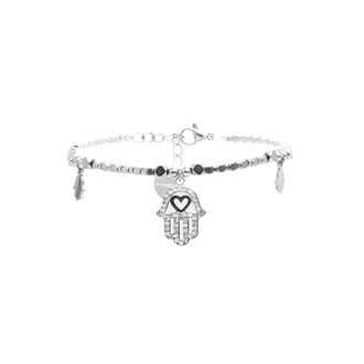 Freddy Bracciale in acciaio argentato con pendenti e strass