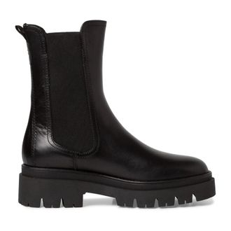 Tamaris Schoenen, Dames, Zwart, 39 EU, Leer, Zwarte leren Chelsea boots