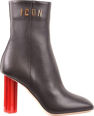 Dsquared2 Black Ankle Boots With Sculptural Red Block Heel