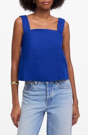 Madewell Curved Neck Shell Linen Tank Top in Bright Sapphire at Nordstrom Rack, Size 6
