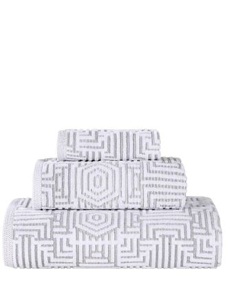 Superior Jasper Cotton Modern Geometric Jacquard Plush 3Pc Towel Set