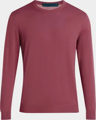 Kiton Fine-Gauge Wool Knit Crewneck Sweater