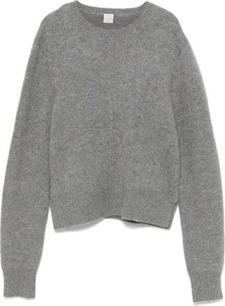 Toteme Gebreide Crew-neck Sweater - Dames - Ronde hals truien - Grijs - XS - Truien & Vesten