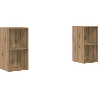 vidaXL Vidaxl - Mueble De Tv De Pared 2 Pcs Roble Artesanal 37 X 37 X 72 Cm