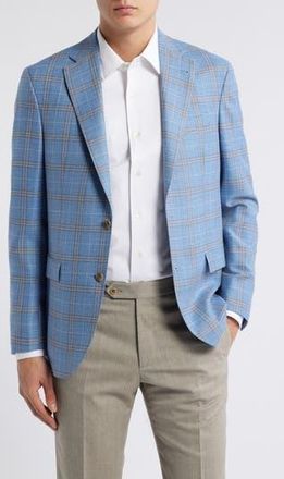 Jack Victor Midland Contemporary Fit Plaid Slub Wool Sport Coat in Light Blue at Nordstrom Rack, Size 36 Regular