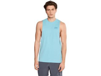 Under Armour Logo Cutoff Tank Top Mens T Shirt Blue Haze/Boundless Blue : MD, Polyester