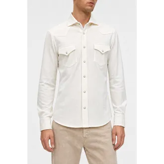 Brunello Cucinelli MenS Off White Cotton Shirt, Size M