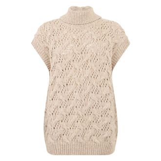 PESERICO Dames, Truien, Beige, Maat: S Wol